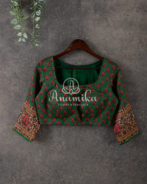 Pink Munga Silk Bandini with kalamkari border and blouse