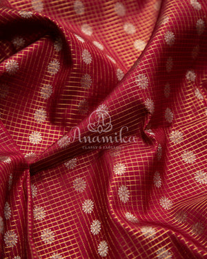 Brown Gadwal saree with grand kanchi pattu border in orange