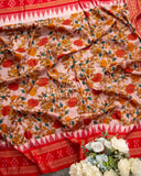 Peach Vidarbha Tussar Saree with beautiful floral prints