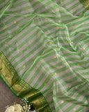 Shaded Green Chanderi Saree with contrast dark green blouse