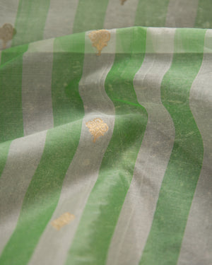 Shaded Green Chanderi Saree with contrast dark green blouse