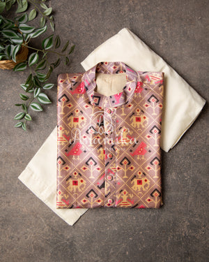 Light Mauve Pink Patola Tussar Silk Kurta