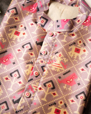 Light Mauve Pink Patola Tussar Silk Kurta