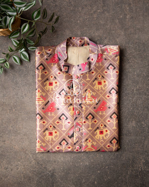 Light Mauve Pink Patola Tussar Silk Kurta