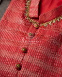 Red Chanderi Silk with Handwork