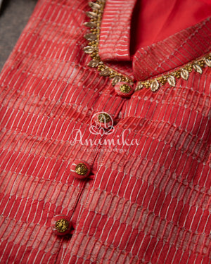 Red Chanderi Silk with Handwork