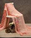 Peach Satin Georgette saree in beautiful Floral prints