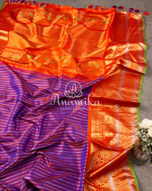 Vibrant Gadwal Kanchi saree in Purple