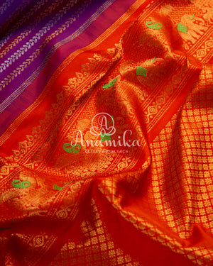 Vibrant Gadwal Kanchi saree in Purple