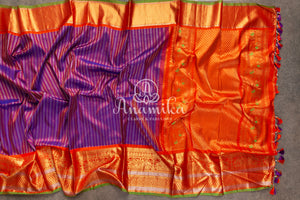 Vibrant Gadwal Kanchi saree in Purple