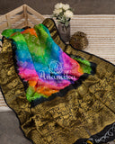 Rainbow hued Black Bandini saree with kanchi border