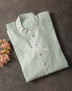 Light Pastel Blue Chanderi Kurta with tiny thread embroidered buttas