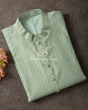 Light Pastel Green Chanderi Kurta with tiny thread embroidered buttas