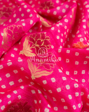 Pink Kanchi bandini saree with meenakari border