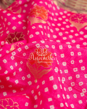 Pink Kanchi bandini saree with meenakari border