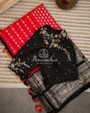 Stunning Red venkatagiri pattu saree with contrast black woven border