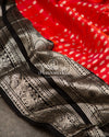 Stunning Red venkatagiri pattu saree with contrast black woven border