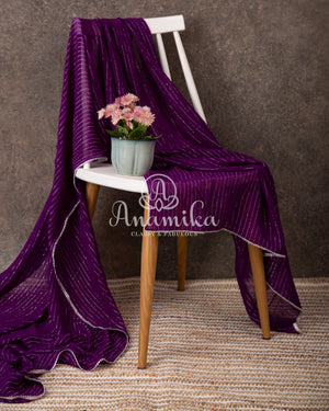 Purple Goergette Saree with Purple Heavy work blouse