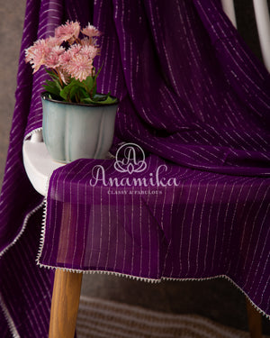 Purple Goergette Saree with Purple Heavy work blouse