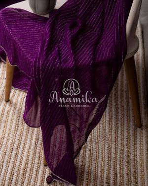 Purple Goergette Saree with Purple Heavy work blouse