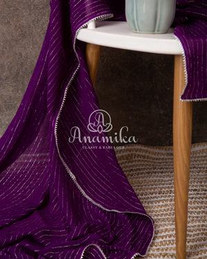 Purple Goergette Saree with Purple Heavy work blouse