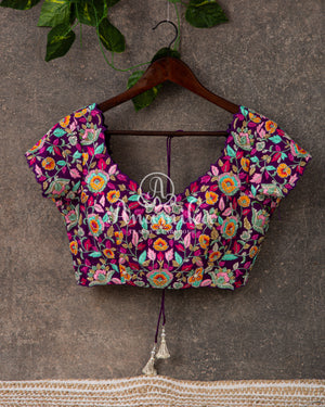 Purple Goergette Saree with Purple Heavy work blouse