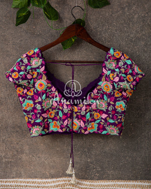 Purple Goergette Saree with Purple Heavy work blouse