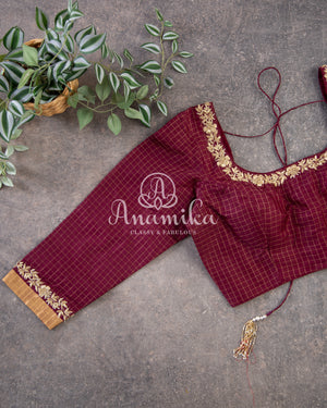 Green Silk saree with a fusion of bandini, kalamkari and kanchi