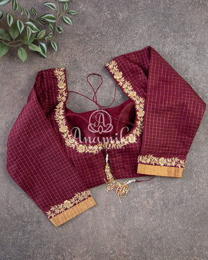 Green Silk saree with a fusion of bandini, kalamkari and kanchi