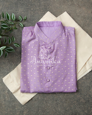 Lovely Lavender Chanderi Silk Kurta with zari woven buttas