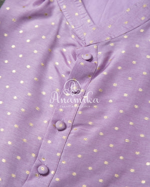 Lovely Lavender Chanderi Silk Kurta with zari woven buttas