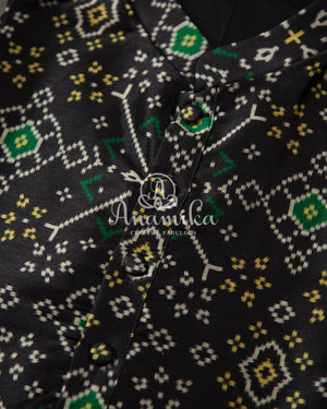 Black Patola Print Kurta on Tussar Silk