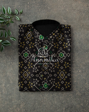 Black Patola Print Kurta on Tussar Silk