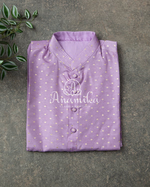 Lovely Lavender Chanderi Silk Kurta with zari woven buttas