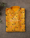 Yellow Patola Print Kurta on Tussar Silk 1