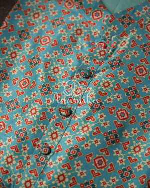 Blue Patola Print Kurta on Tussar Silk