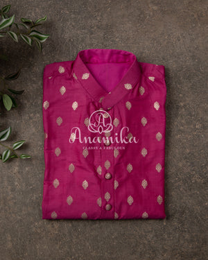 Lovely Pink Chanderi Silk Kurta with zari woven buttas