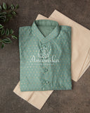 Pastel Blue Chanderi Silk Kurta with gold & silver zari woven buttis