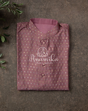 Lovely Onion Pink Chanderi Silk Kurta with zari woven buttas