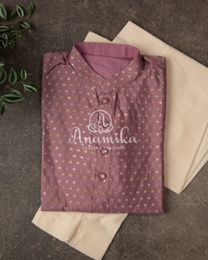 Lovely Onion Pink Chanderi Silk Kurta with zari woven buttas