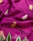 Purple Banarasi Silk Saree Saree with Ektara Weave