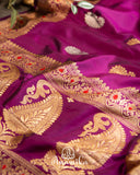 Purple Banarasi Silk Saree Saree with Ektara Weave