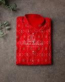 Ikkat Silk Kurta in a lovely Red Color