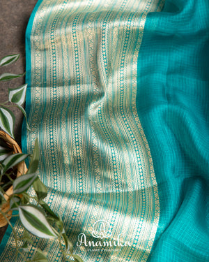 Blue Kota Silk Saree with Yellow Patola print Blouse