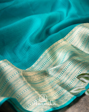 Blue Kota Silk Saree with Yellow Patola print Blouse