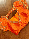 Orange raw silk work blouse