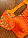 Orange raw silk work blouse