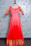 Red banaras silk long dress