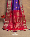 Purple/Red Combo Gadwal Pure Silk saree with red handwork blouse