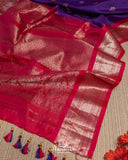 Purple/Red Combo Gadwal Pure Silk saree with red handwork blouse